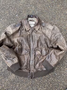 Vintage Bechamel Leather Bomber Jacket With Map Liner Brown Leather 80s Sz Large